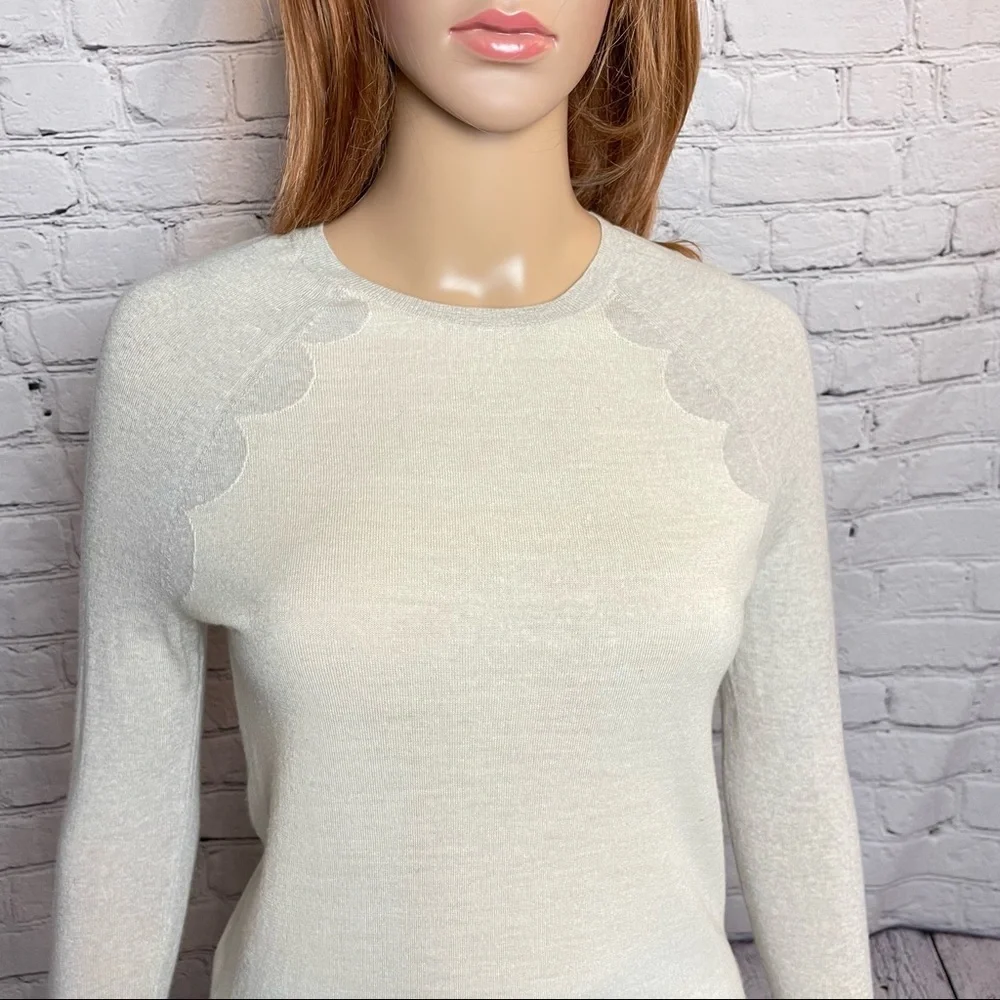 J. Crew Merino Wool White Gray Sweater Size XXS